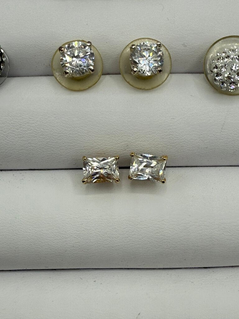 Sparkly Rhinestone Post Pierced Earrings 5 pairs /ro