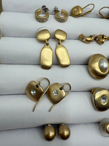 VTG Roberta Chairella Lot of 10 Pierced Earrings Gold/Silver Tone /ro
