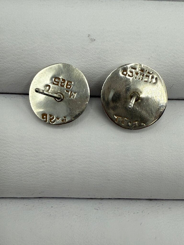 Two Pairs of Sterling Silver Pierced Earrings Rose Quartz & Hemitie Gemstones /ro