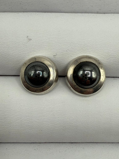 Two Pairs of Sterling Silver Pierced Earrings Rose Quartz & Hemitie Gemstones /ro