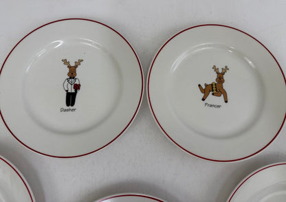 VTG LTD Commodities Set of 8 Holiday Reindeer Plates /roh
