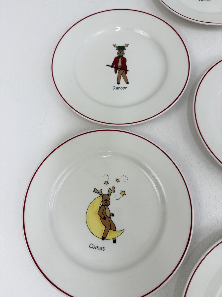 VTG LTD Commodities Set of 8 Holiday Reindeer Plates /roh
