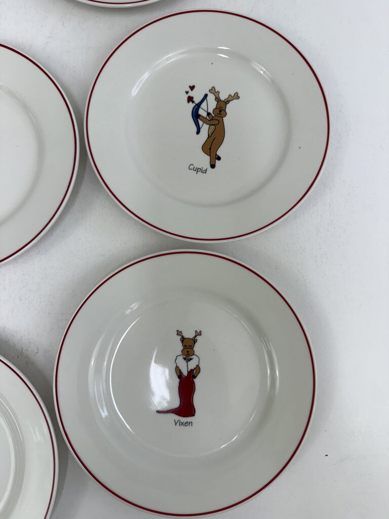 VTG LTD Commodities Set of 8 Holiday Reindeer Plates /roh