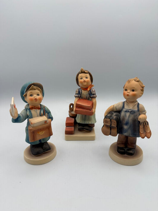 Set of 3 VTG Hummels The Postman, Builder, Cobbler W Germany /roh
