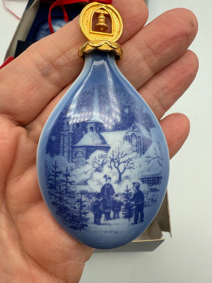 VTG Set of 5 Bing & Grondahl Copenhagen Cobalt Blue Porcelain Ornaments /ro