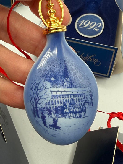 VTG Set of 5 Bing & Grondahl Copenhagen Cobalt Blue Porcelain Ornaments /ro