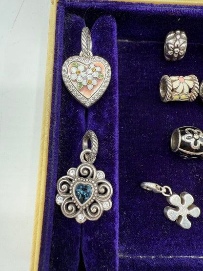 Brighton Jewelry Lot of Flower Theme 20 Beads 6 Charms /ro