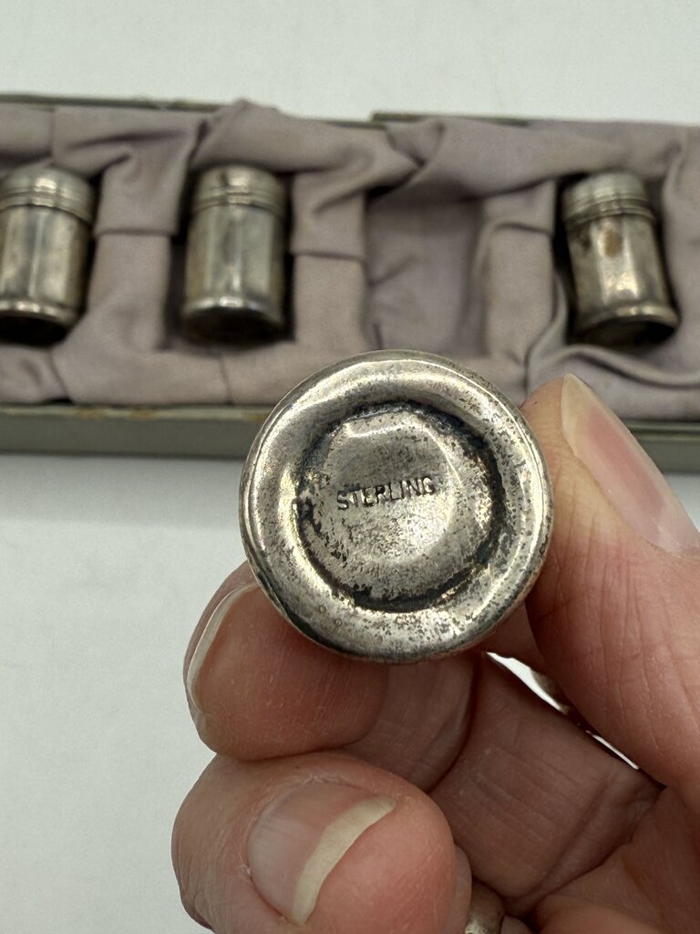 Antique set of 3 sets of Individual Salt and Pepper Shakers 17.25 Grams /ro