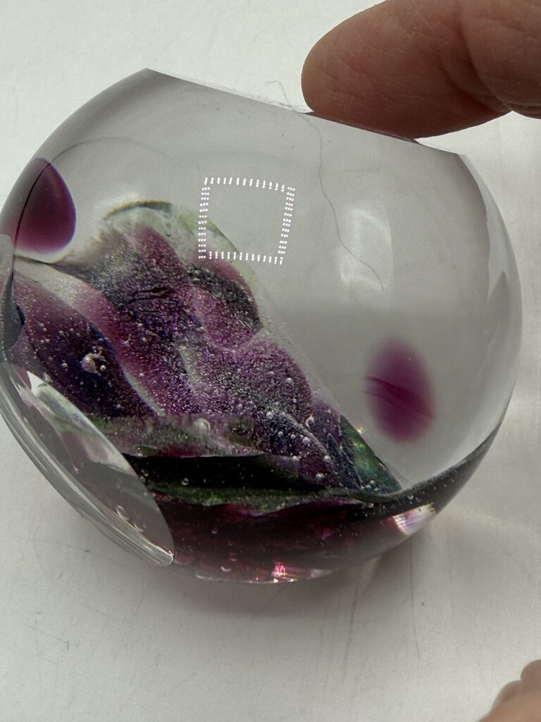 Glass Eye Studio Fireball Collection Purple Swirl Paperweight /ro