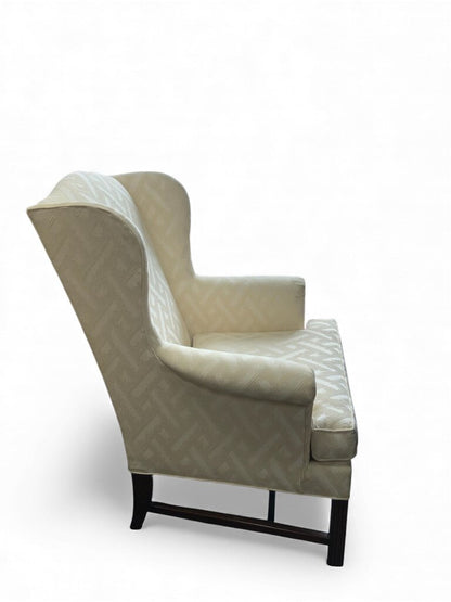 Drexel White Patterned Wingback Chair