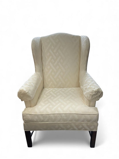 Drexel White Patterned Wingback Chair