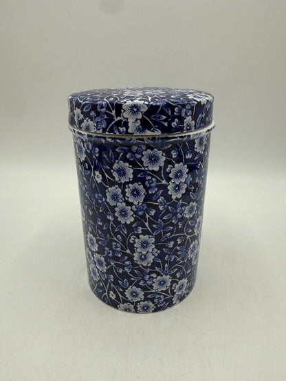 Stafforshire England Calico Blue Floral Cannister Transferware 6” /ro