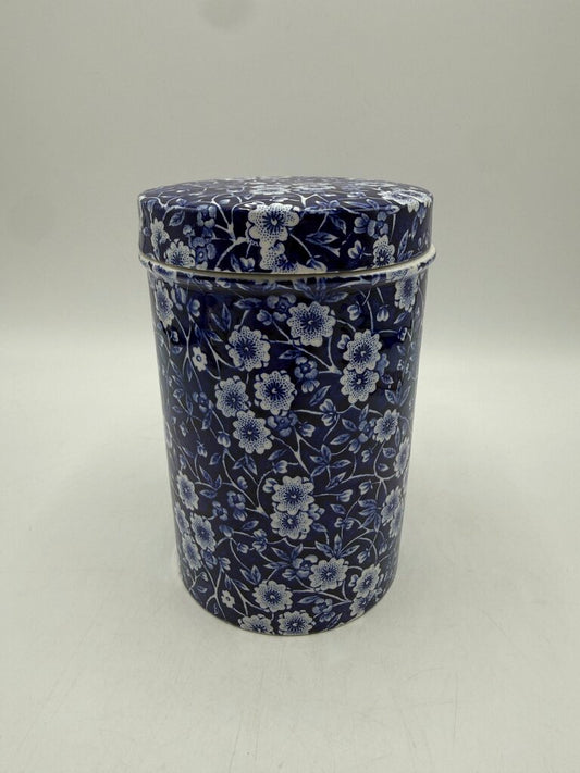 Stafforshire England Calico Blue Floral Cannister Transferware 6” /ro