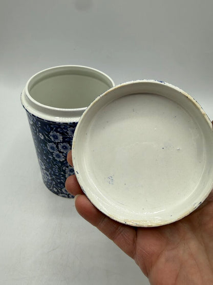 Stafforshire England Calico Blue Floral Cannister Transferware 6” /ro
