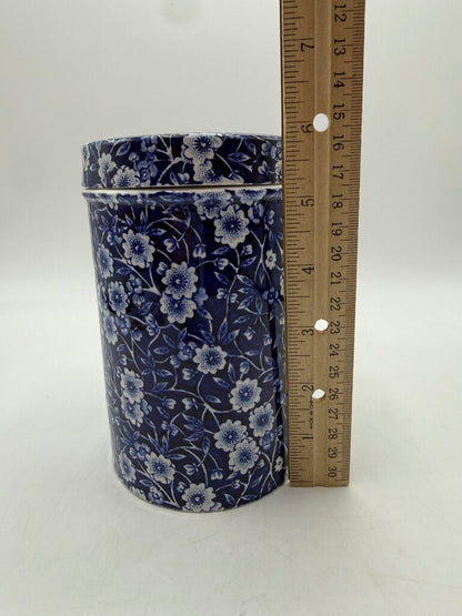 Stafforshire England Calico Blue Floral Cannister Transferware 6” /ro