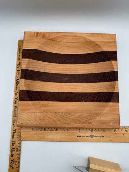 Handcrafted Alaska Ulu Knife & Curved Cutting Bowl Set - Wood & Stainless /roh