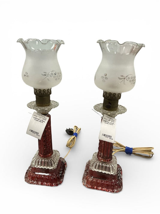 Pair of Ruby Lamps, AS IS