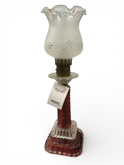 Pair of Ruby Lamps, AS IS
