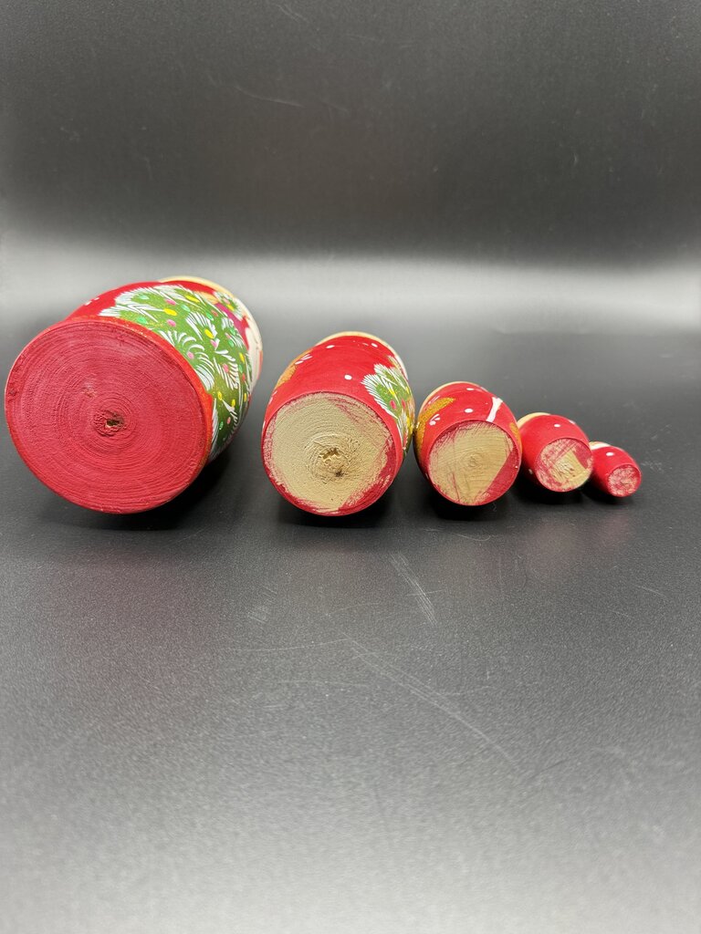 5 Pc Wood Santa Matryoshka Nesting Dolls Handpainted Russian /ro