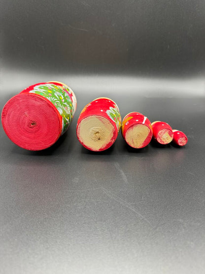 5 Pc Wood Santa Matryoshka Nesting Dolls Handpainted Russian /ro