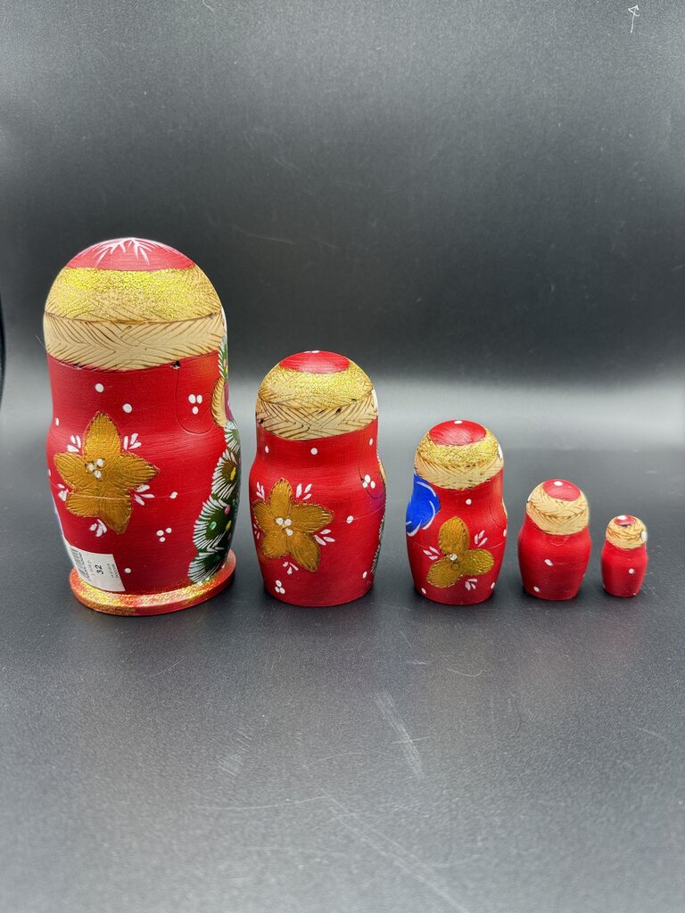 5 Pc Wood Santa Matryoshka Nesting Dolls Handpainted Russian /ro