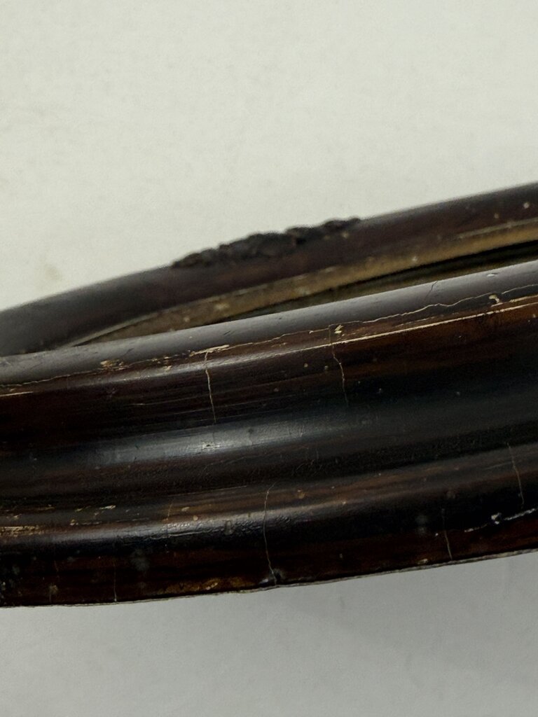 Antique Oval Dark Wood Ornate Framed Wall Mirror 14x12 /roh