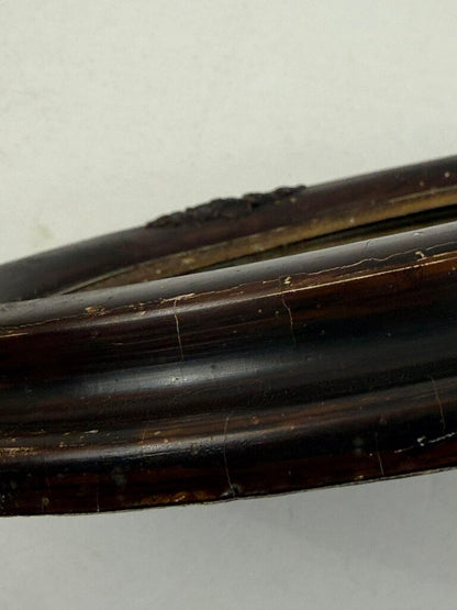 Antique Oval Dark Wood Ornate Framed Wall Mirror 14x12 /roh