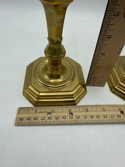 VTG Set of 3 Brass Assorted Candlestick Holders 8”-10” Tall /rw