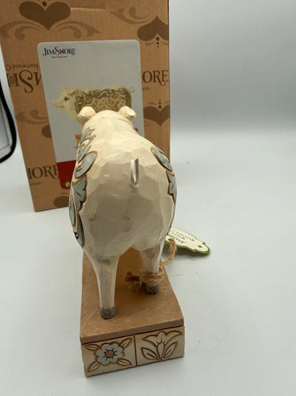 Jim Shore Hog Wild White Farmhouse Pig Figurine w/box /rw