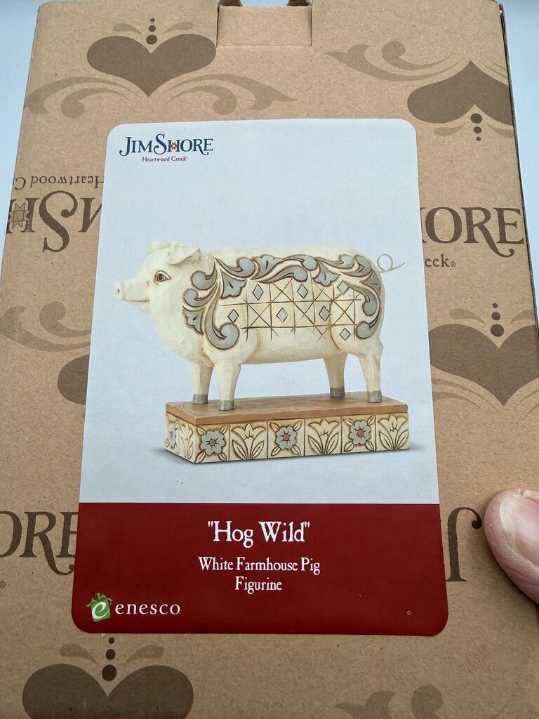 Jim Shore Hog Wild White Farmhouse Pig Figurine w/box /rw