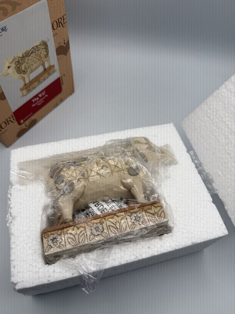 Jim Shore Hog Wild White Farmhouse Pig Figurine w/box /rw