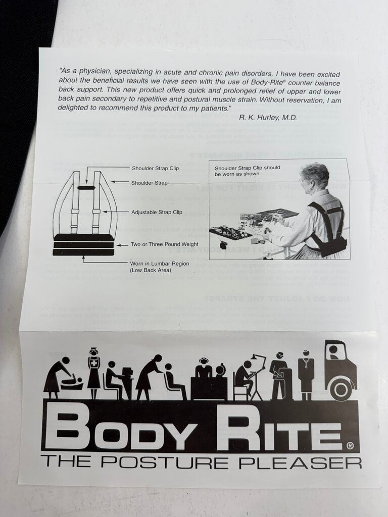Body Rite The Posture Pleaser Erognomic Posture Aid Harness /roh