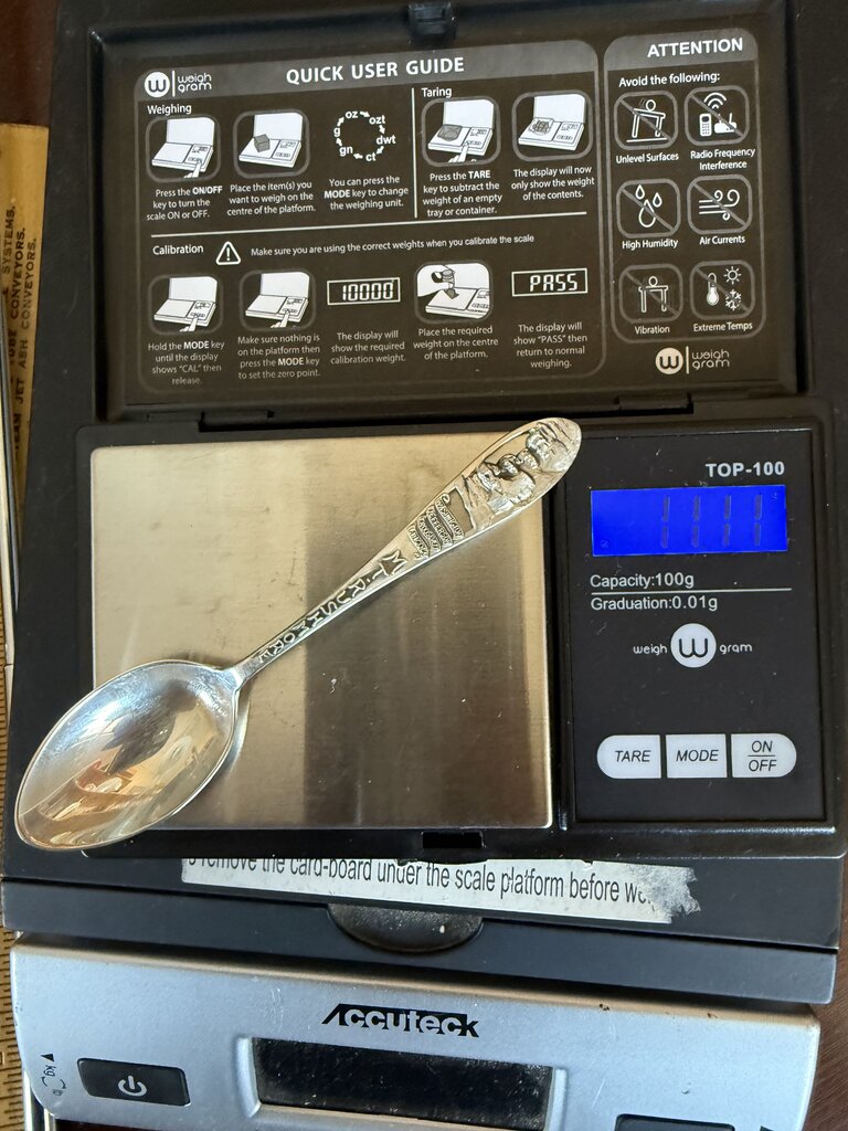 VTG Sterling Silver Souvenir Spoon Mount Rushmore /ro