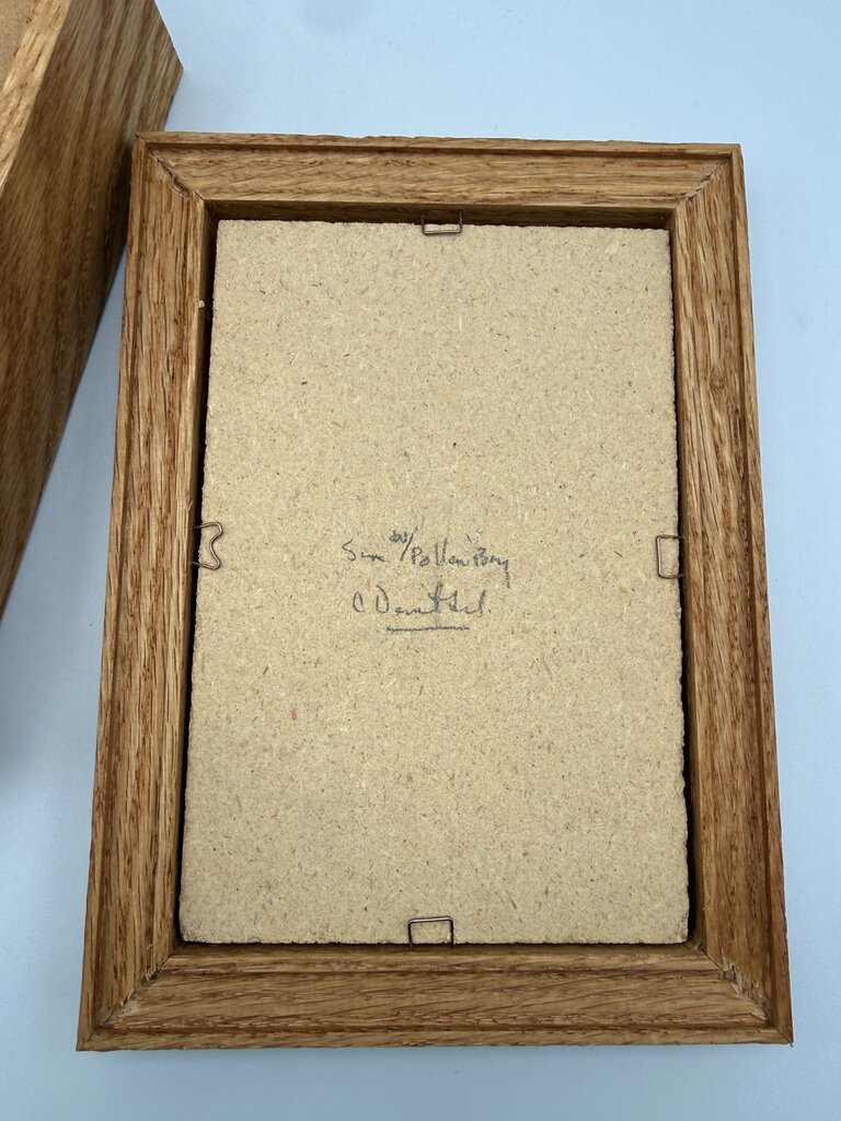 Authentic Navajo Sandpainting Oak Trinket Box Pollen Boy Signed by artist /ro