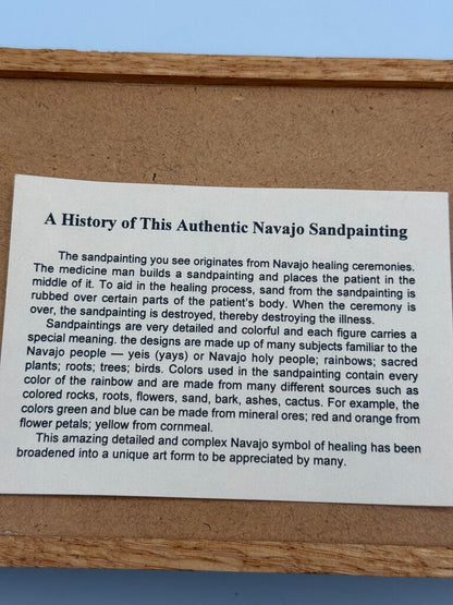 Authentic Navajo Sandpainting Oak Trinket Box Pollen Boy Signed by artist /ro