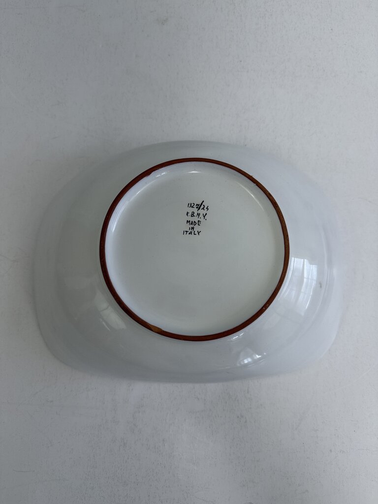 Italian Stoneware Handpainted Salad Bowl and Tongs Veggie Theme /rb