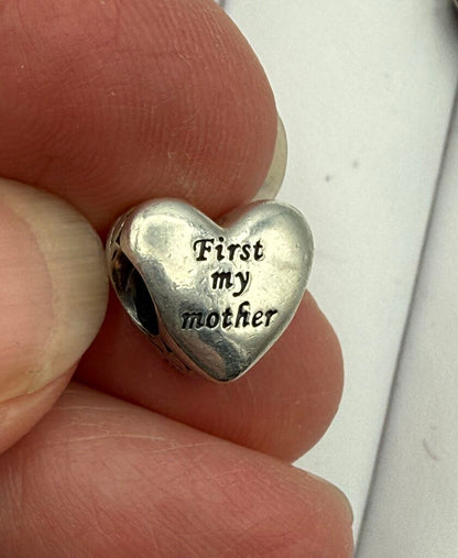 Pandora Sterling Silver set of 3 Mother/Mom/Heart Charms /ro