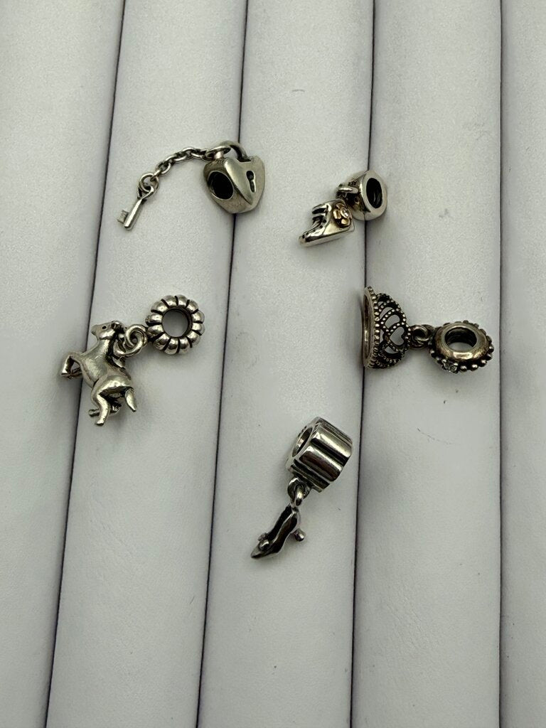 Pandora set of 5 Dangle Charms Sterling Silver Jewelry /ro