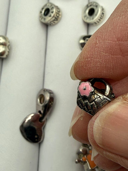 Estate lot of 7 Chamilia Sterling Silver Beads Charm Spacer /ro