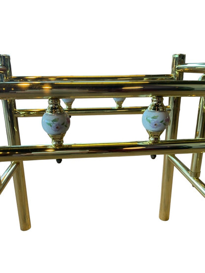 Wesley Allen Co Brass Glass Top Side Table