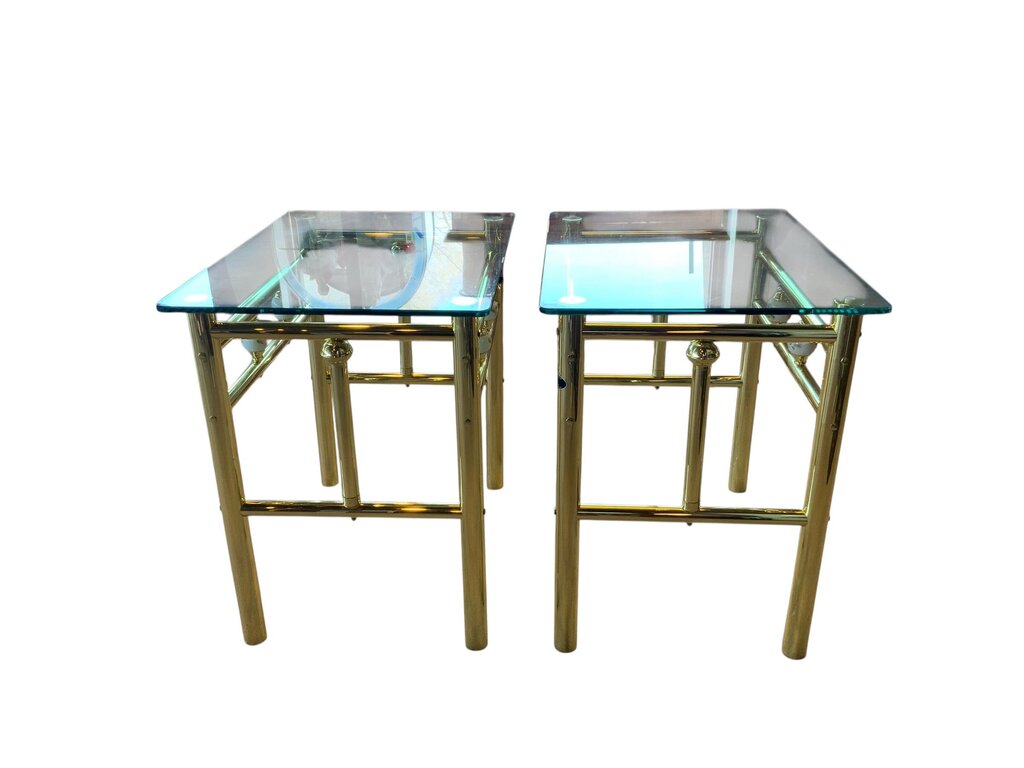 Wesley Allen Co Brass Glass Top Side Table