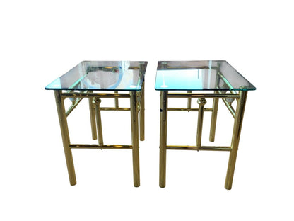 Wesley Allen Co Brass Glass Top Side Table