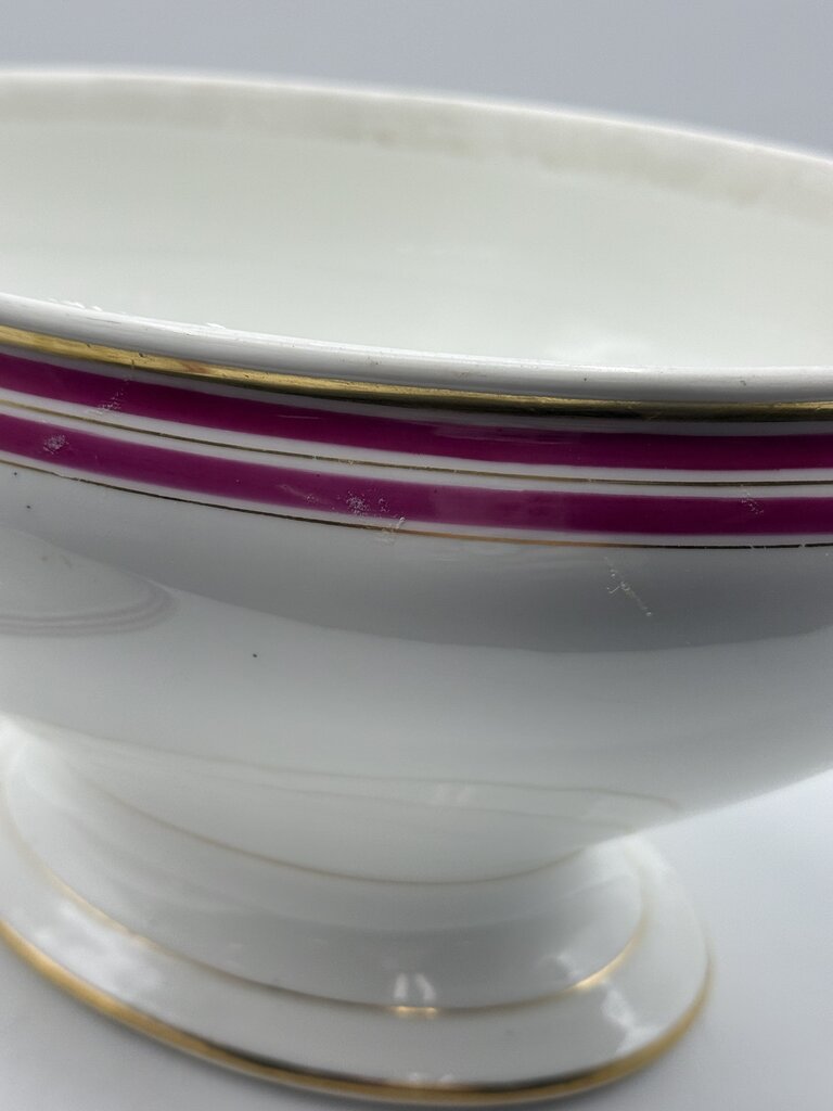 Antique C.F. Haviland White Footed Soup Toureen w/ Pink & Gold /rb