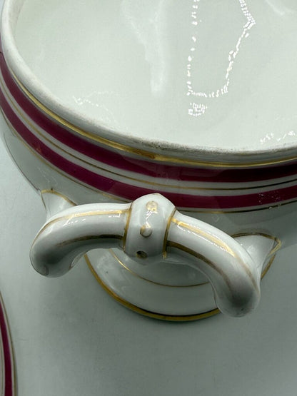 Antique C.F. Haviland White Footed Soup Toureen w/ Pink & Gold /rb