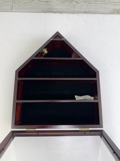 12 Baseball Cherry Wood Display Case for Wall w/ key /rb