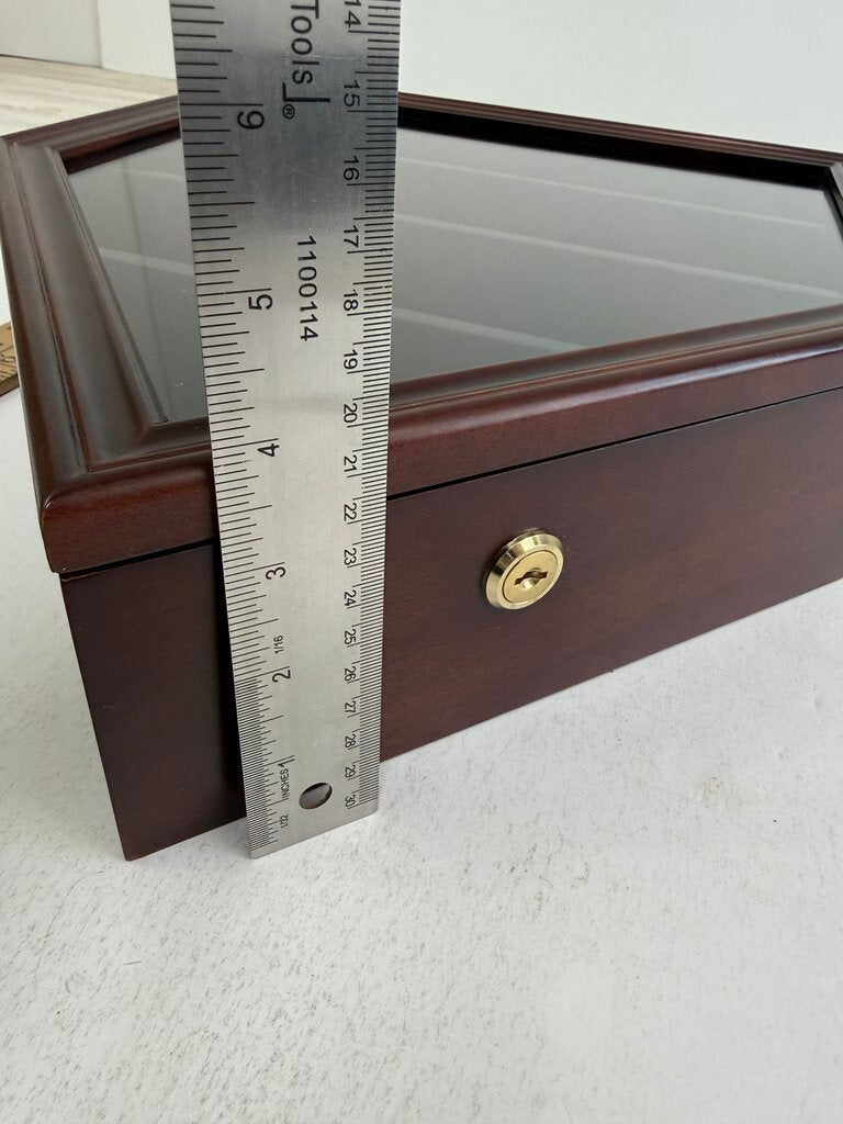 12 Baseball Cherry Wood Display Case for Wall w/ key /rb