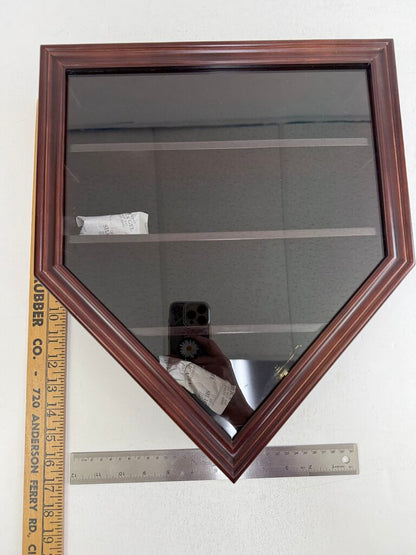 12 Baseball Cherry Wood Display Case for Wall w/ key /rb