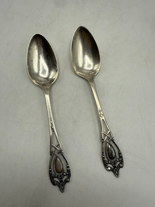 Set of 2 Antique Lunt Monticello Sterling Silver Teaspoon 36 GR /ro