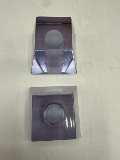 VTG Clear Crystal Obelisk Candlestick Holders MCM Art Deco Shape /ro