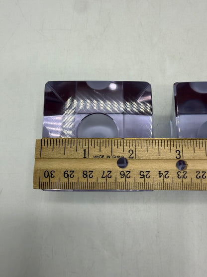 VTG Clear Crystal Obelisk Candlestick Holders MCM Art Deco Shape /ro